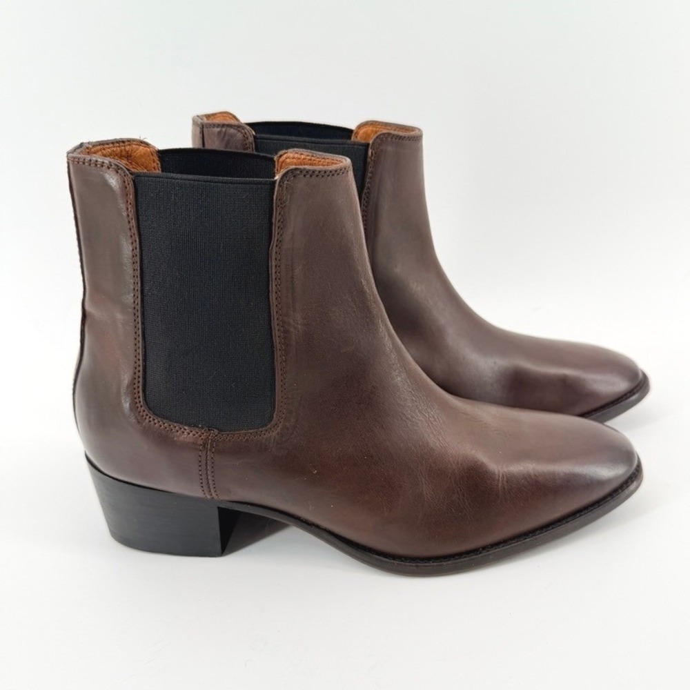Frye Dara Leather Chelsea Ankle Boots Dark Brown 7.5B Deadstock